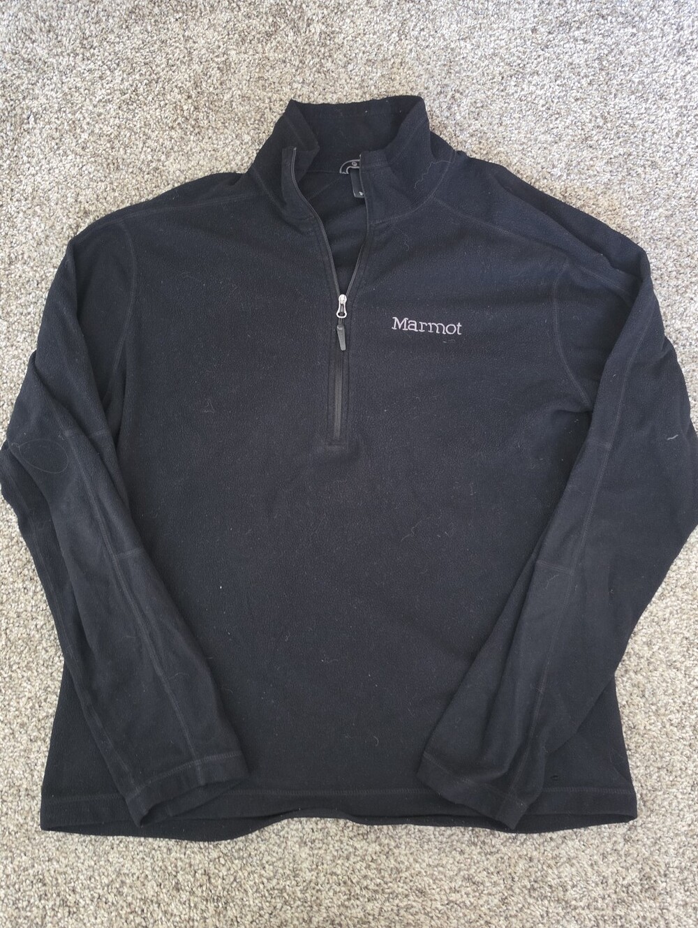 Marmot Mens Black Quarter Zip Lightweight Pullover Fleece